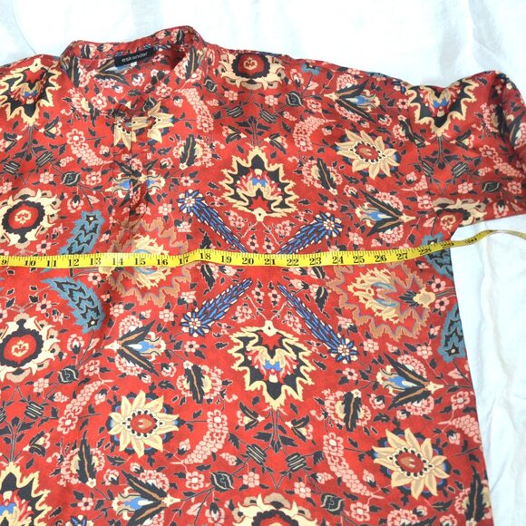 Exquisite Eskandar 100% Silk Tunic Dress Red Gold Floral SZ 1 Made in England - Picture 11 of 11